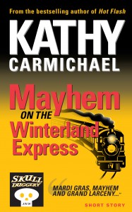 Mayhem on the Winterland Express a Skullduggery Inn mystery short story by Kathy Carmichael
